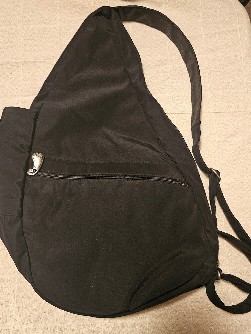 AmeriBag Healthy Back Bag Black Crossbody Sling Bag Teardrop Ergonomic Travel